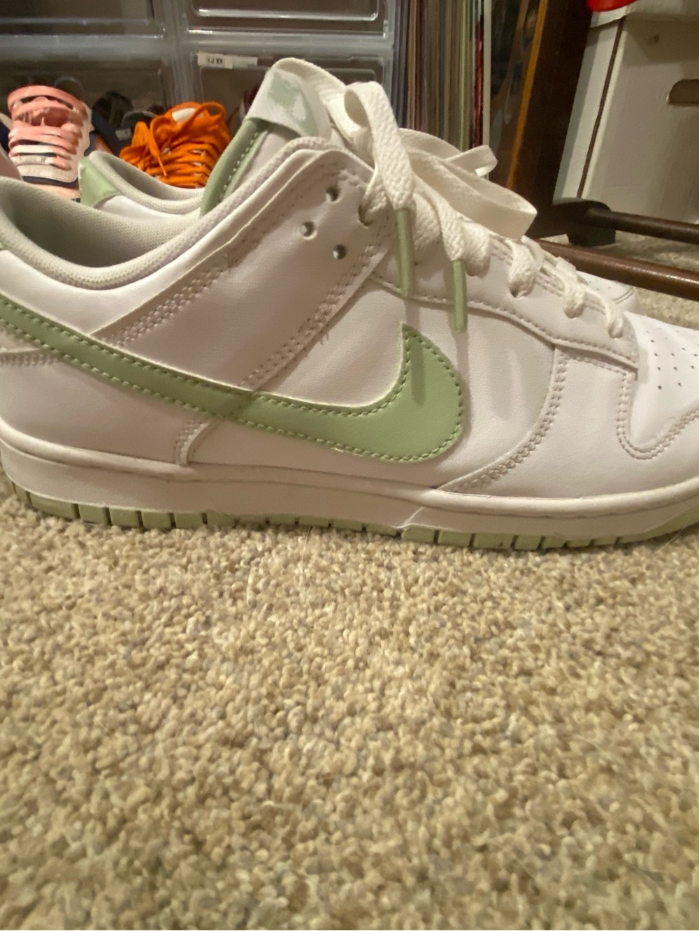 Nike Dunk Men’s White Low-Top Sneakers with Honeydew Logo and Accents - Picture 9 of 13